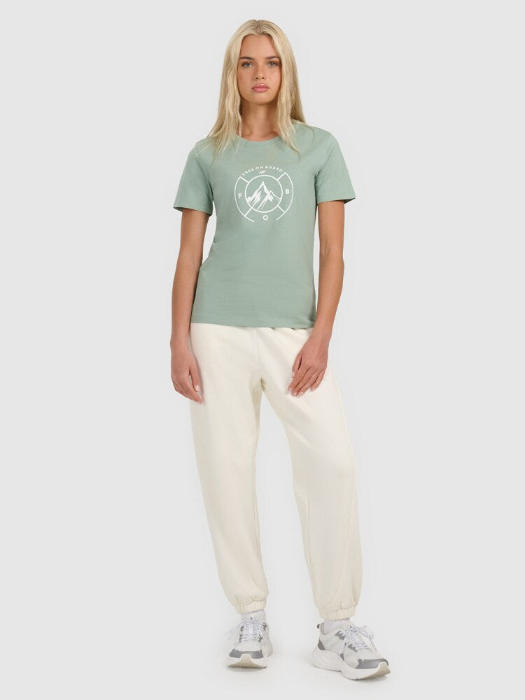 T-shirt regular z nadrukiem damski - zielony