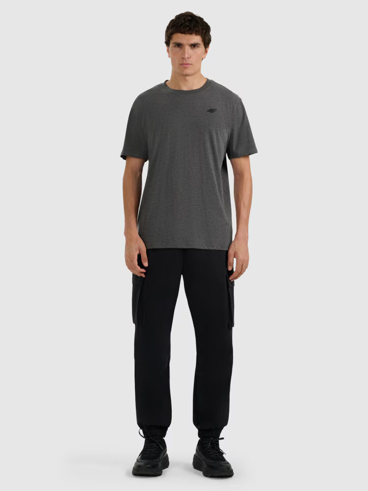 T-shirt regular gładki męski - czarny