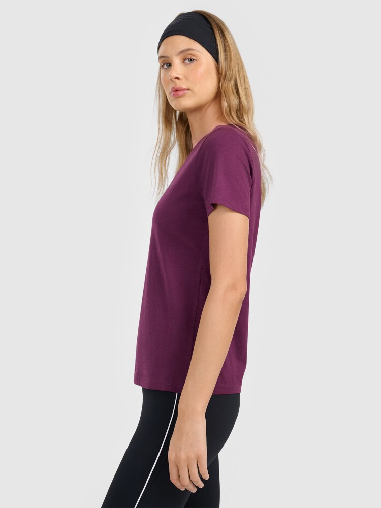 T-shirt regular gładki damski - czarny