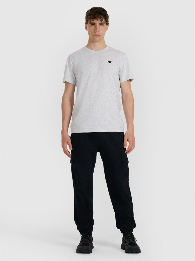 T-shirt regular gładki męski - szary