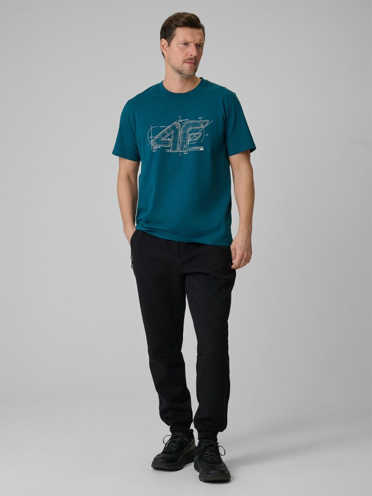 T-shirt regular z nadrukiem męski - czerwony