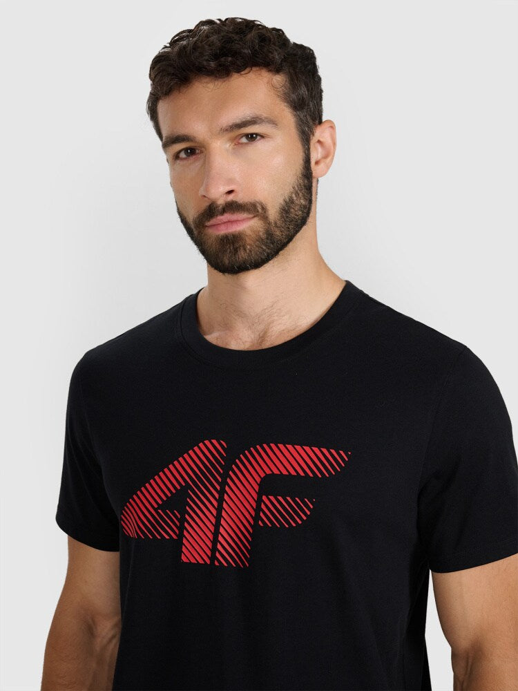 T-shirt regular z nadrukiem męski - biały