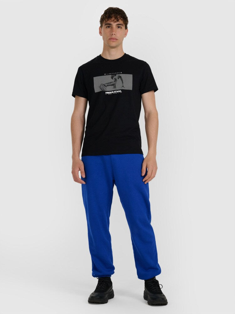 T-shirt regular z nadrukiem męski - granatowy