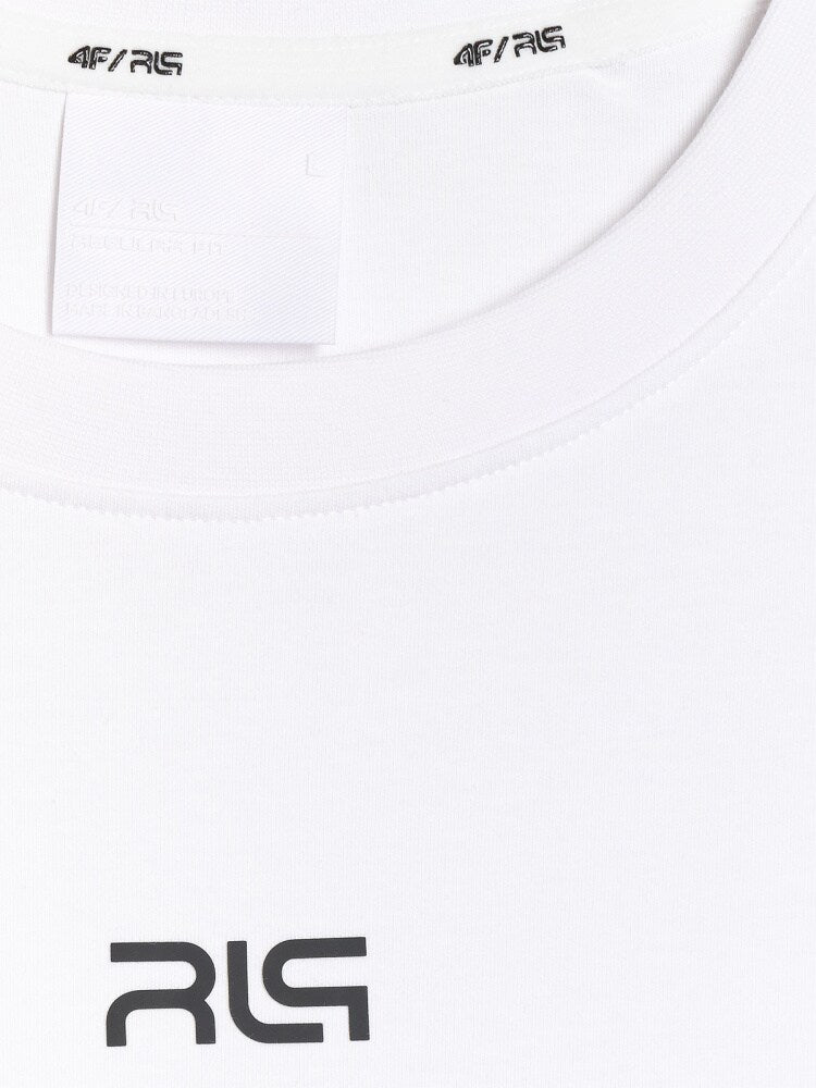 T-shirt regular z nadrukiem męski 4FIVO x Robert Lewandowski - biała