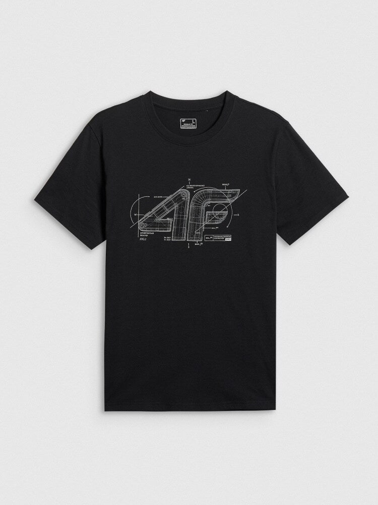 T-shirt regular z nadrukiem męski - czerwony