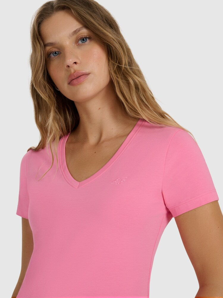 T-shirt slim gładki damski - czarny