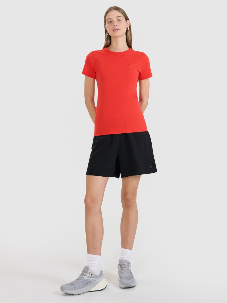 T-shirt slim gładki damski - granatowy