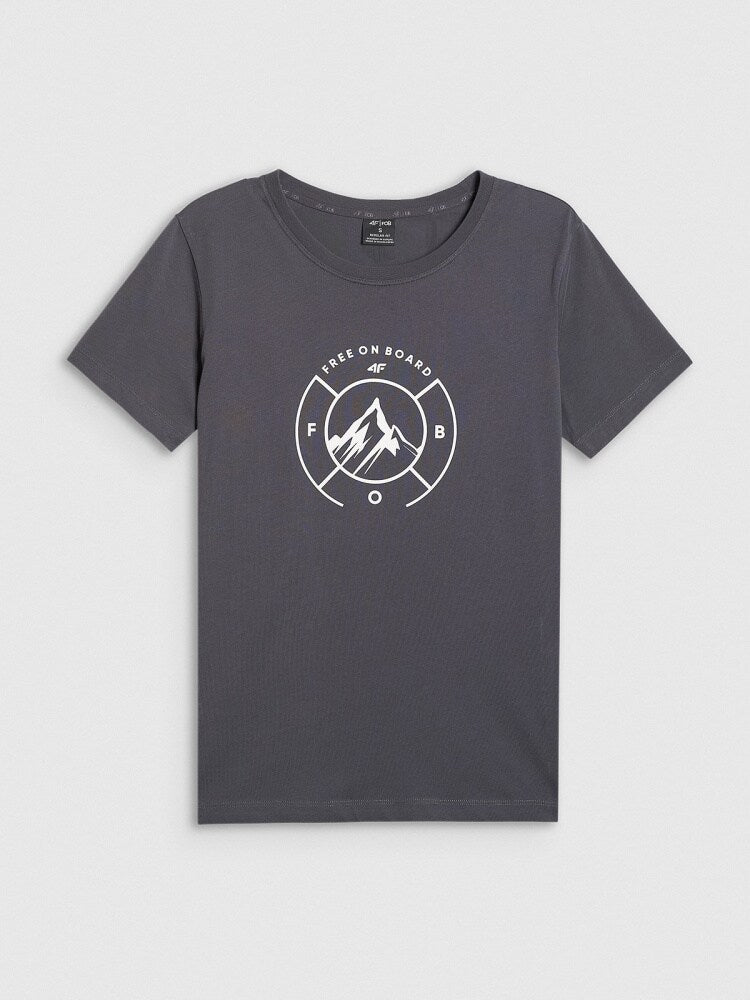 T-shirt regular z nadrukiem damski - zielony
