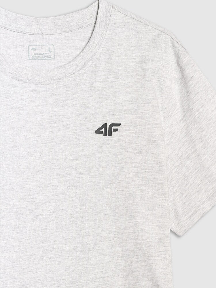 T-shirt regular gładki męski - szary