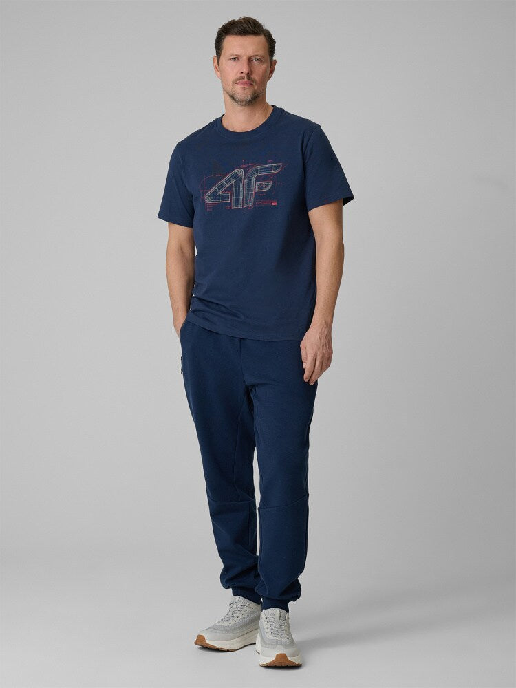 T-shirt regular z nadrukiem męski - czerwony