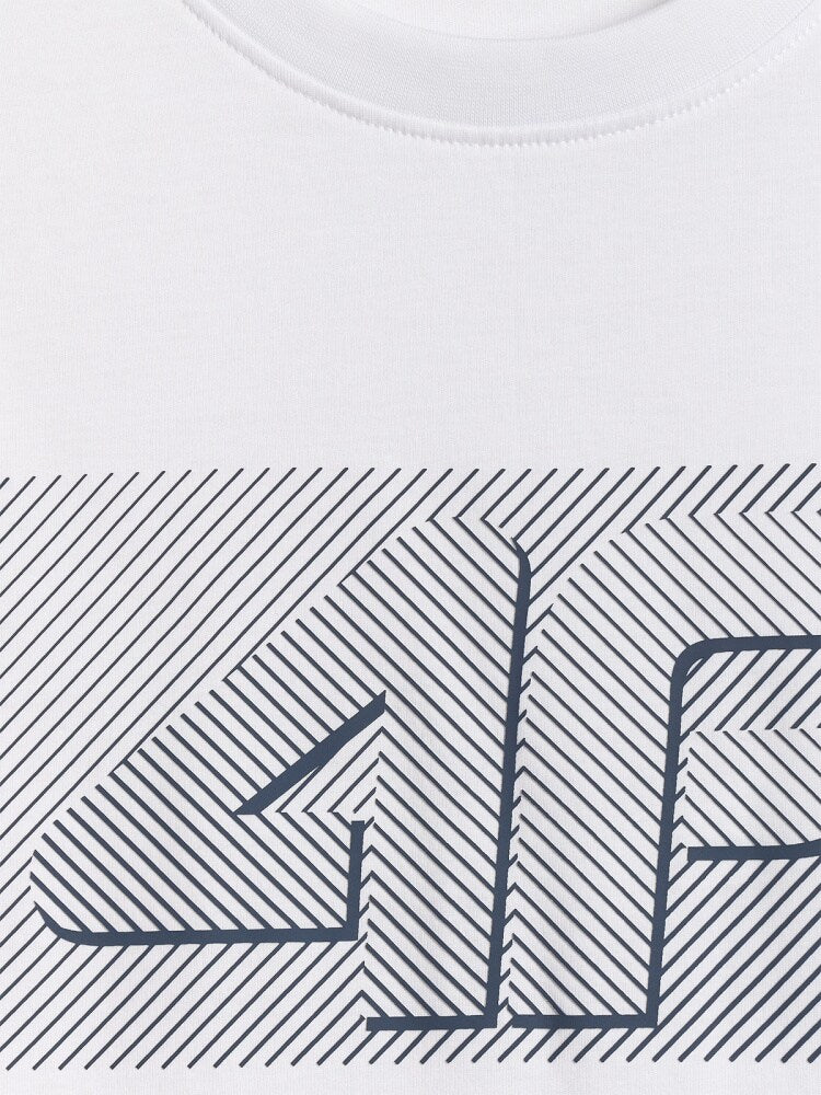 T-shirt regular z nadrukiem męski - biały