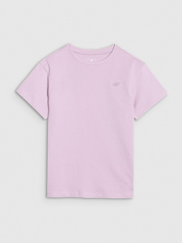 T-shirt oversize gładki dziewczęcy - różowy