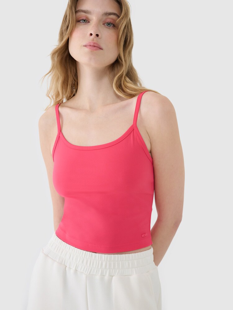 Crop-top slim damski - fioletowy