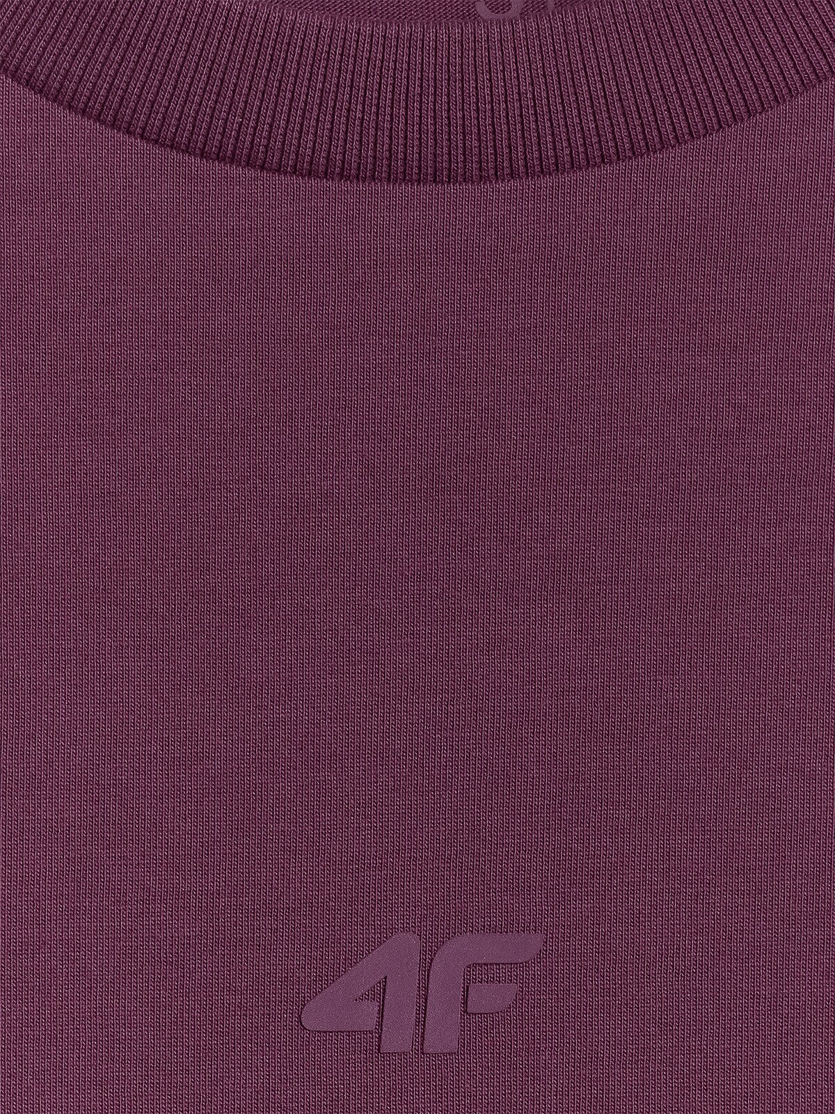 T-shirt loose gładki damski - burgundowy