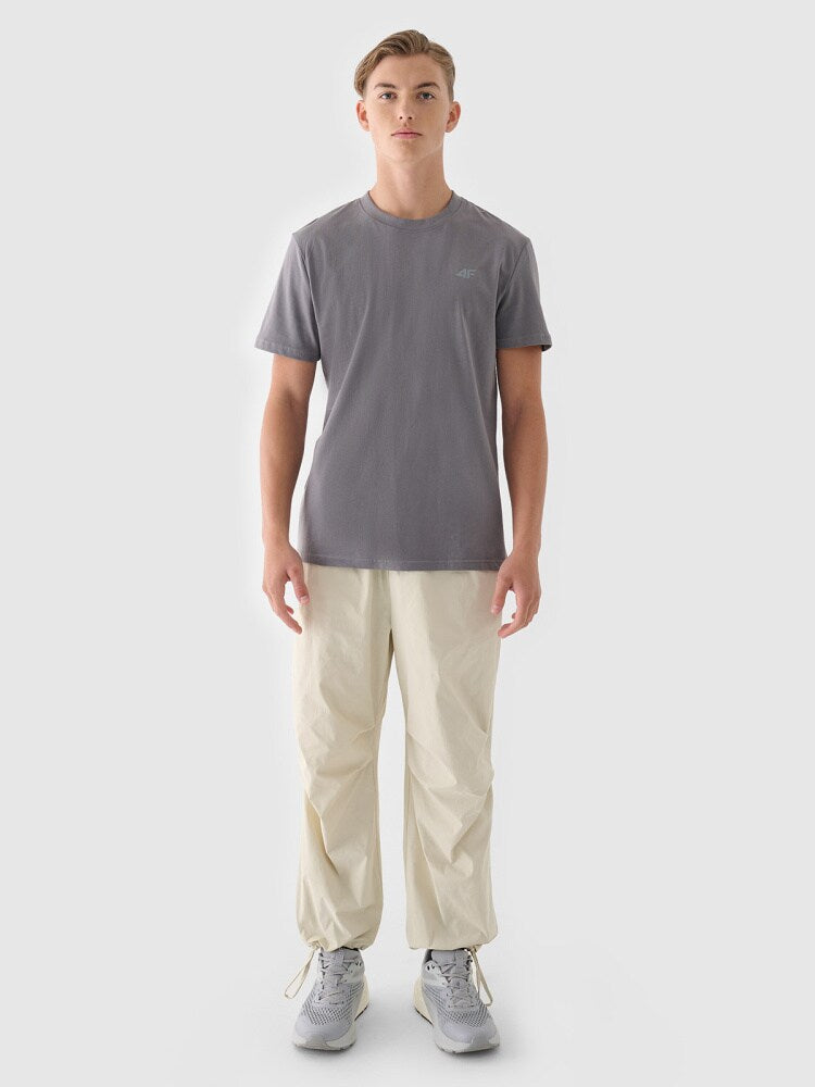 T-shirt regular gładki męski - szary