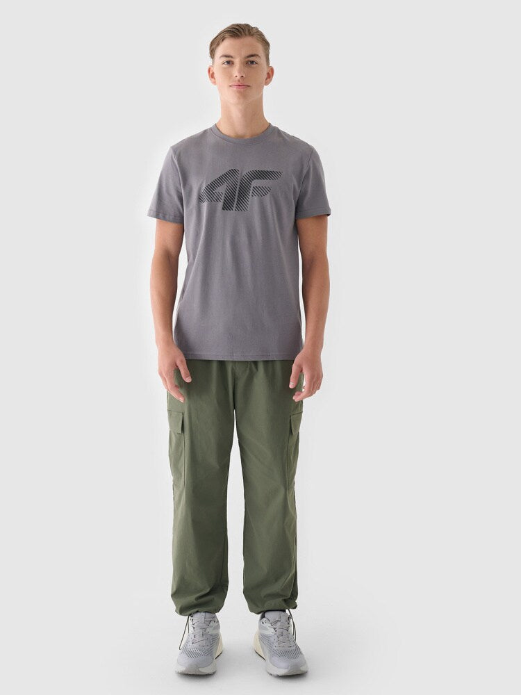 T-shirt regular z nadrukiem męski - biały