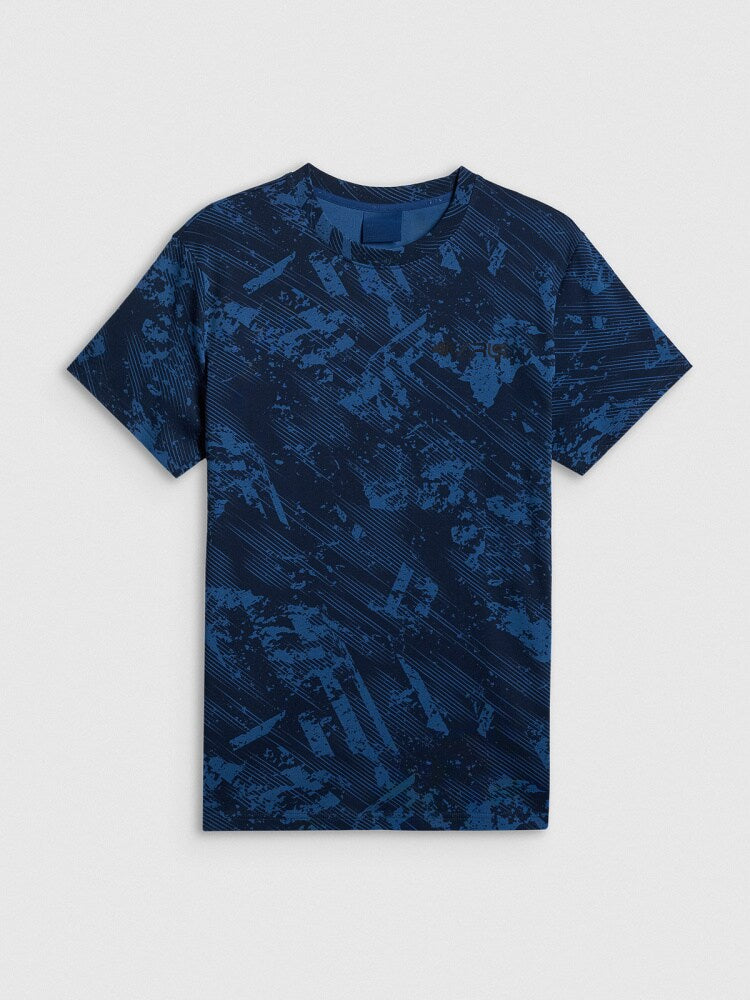 T-shirt regular z nadrukiem męski 4FIVO x Robert Lewandowski - czarny