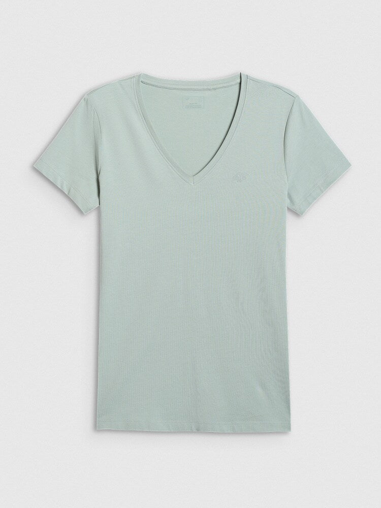 T-shirt slim gładki damski - czarny