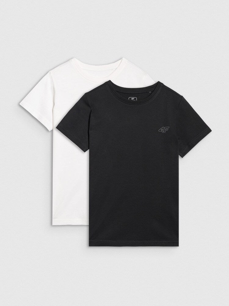 T-shirt regular gładki (2-pack) dziecięcy - multikolor