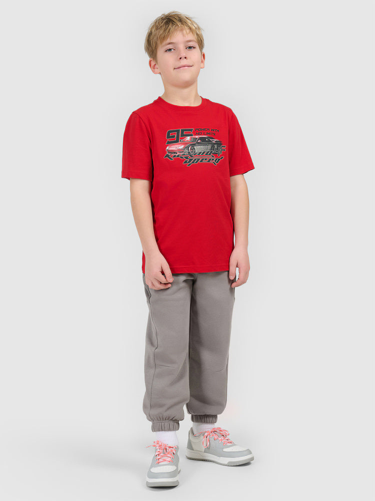 T-shirt regular z nadrukiem chłopięcy - czerwony