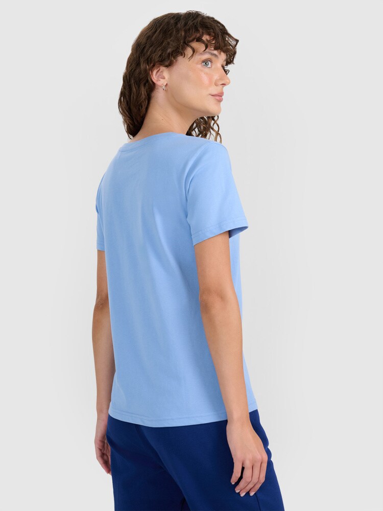 T-shirt regular gładki damski - czarny