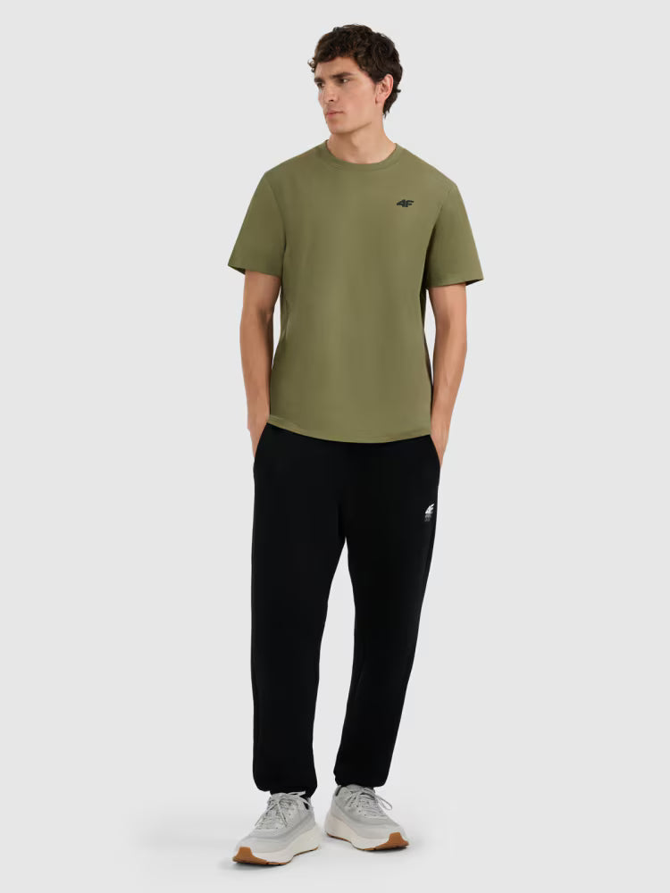 T-shirt regular gładki męski - czarny