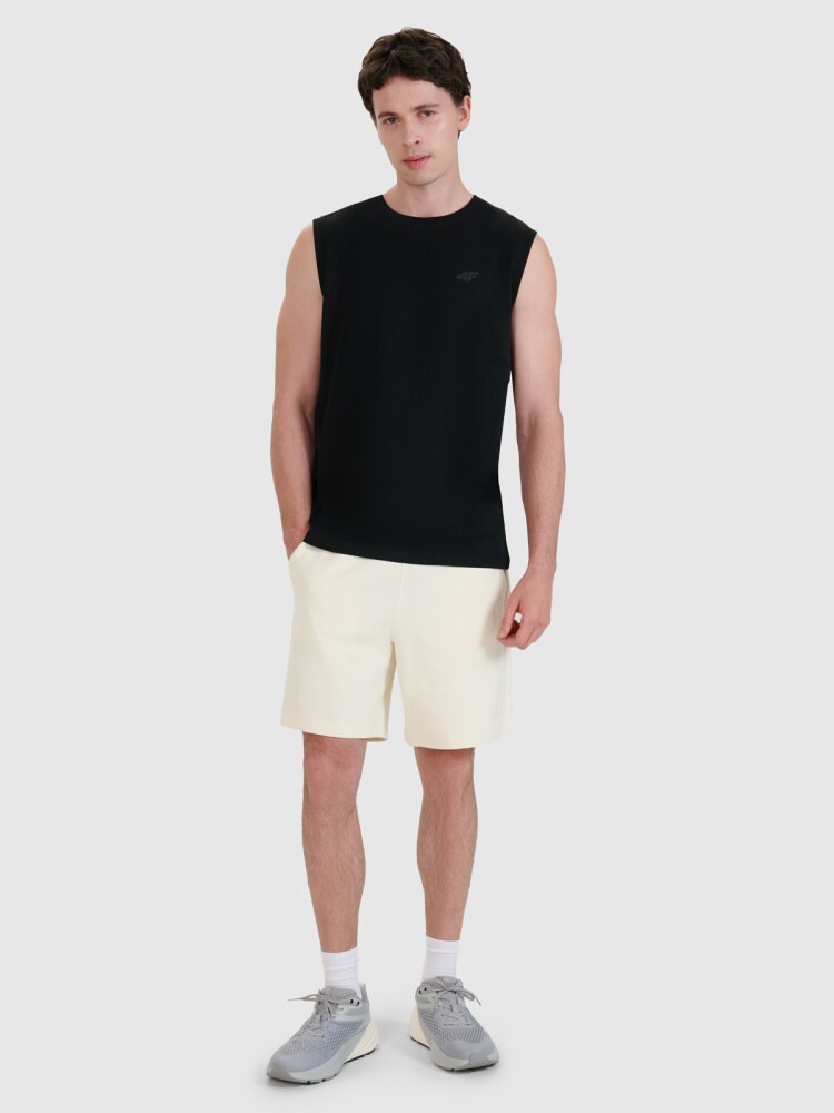 Tank top regular gładki męski - biały