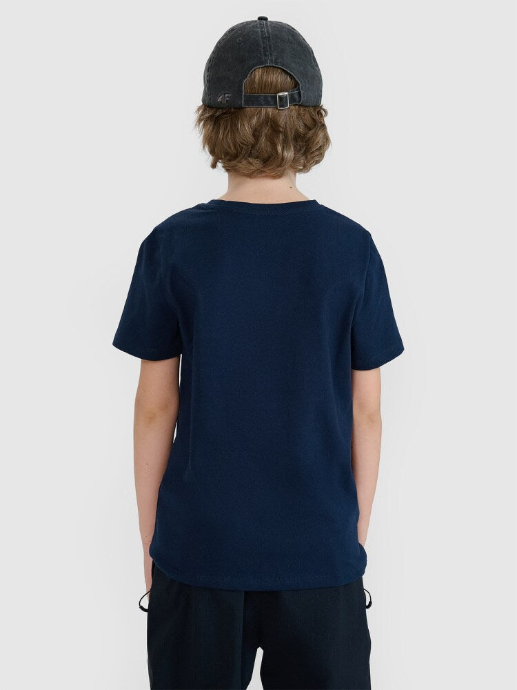 T-shirt z nadrukiem chłopięcy - granatowy