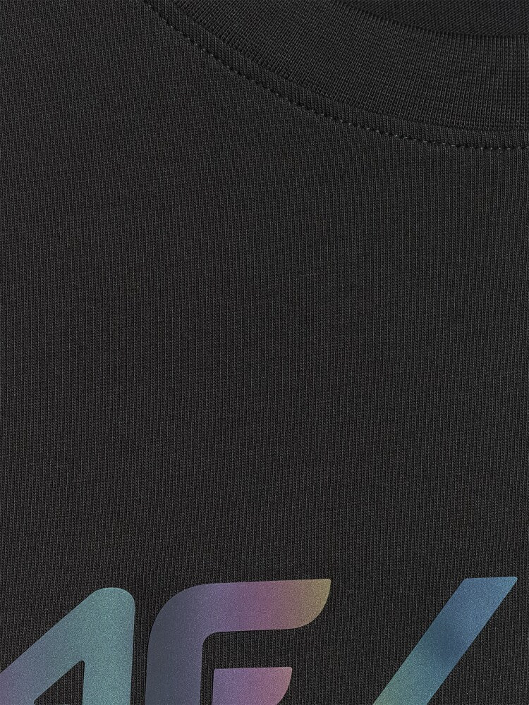 T-shirt regular z nadrukiem męski 4FIVO x Robert Lewandowski - czarny