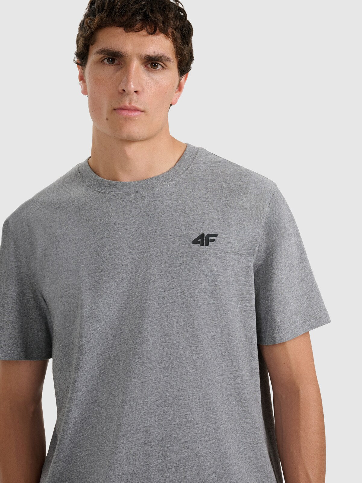 T-shirt regular gładki męski - czarny