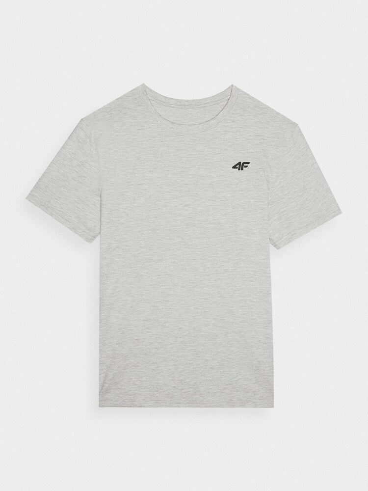 T-shirt regular gładki męski - szary