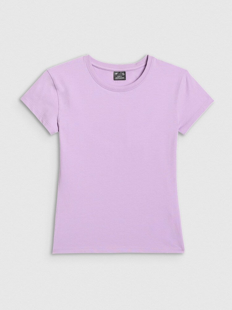 T-shirt slim gładki damski - biały