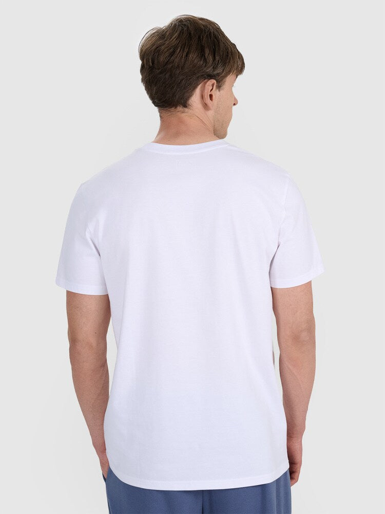 T-shirt regular z nadrukiem męski - biały