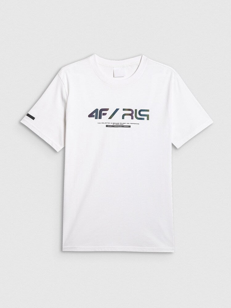 T-shirt regular z nadrukiem męski 4FIVO x Robert Lewandowski - czarny