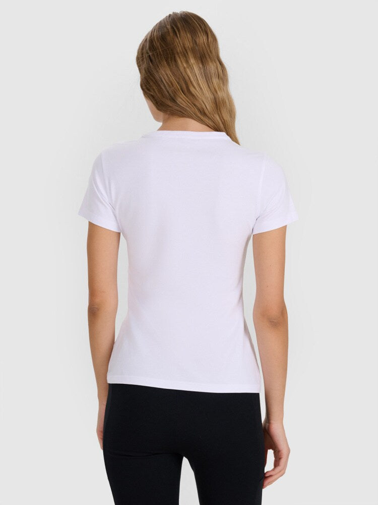T-shirt slim gładki damski - granatowy