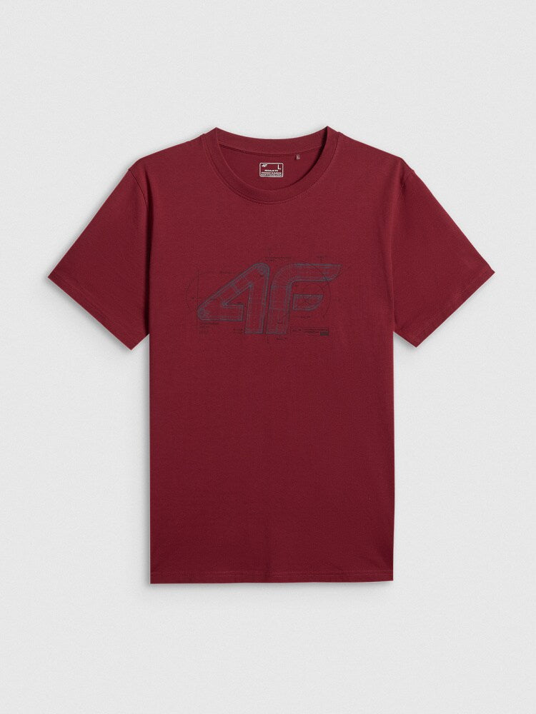 T-shirt regular z nadrukiem męski - czerwony