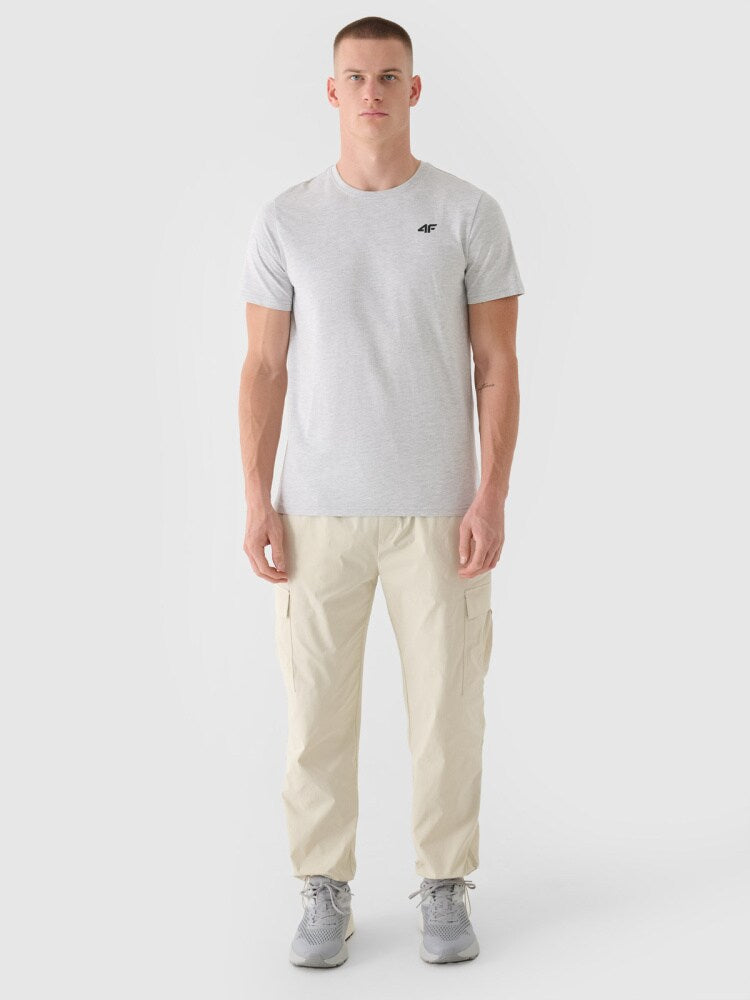T-shirt regular gładki męski - szary