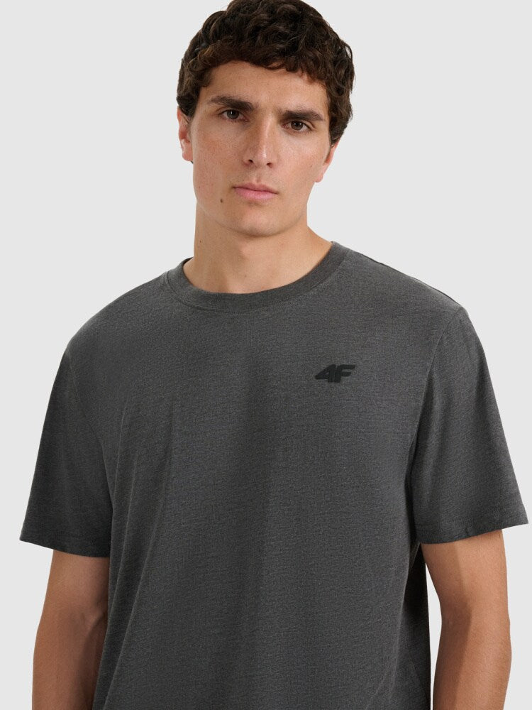 T-shirt regular gładki męski - czarny