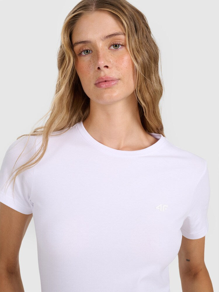 T-shirt slim gładki damski - granatowy