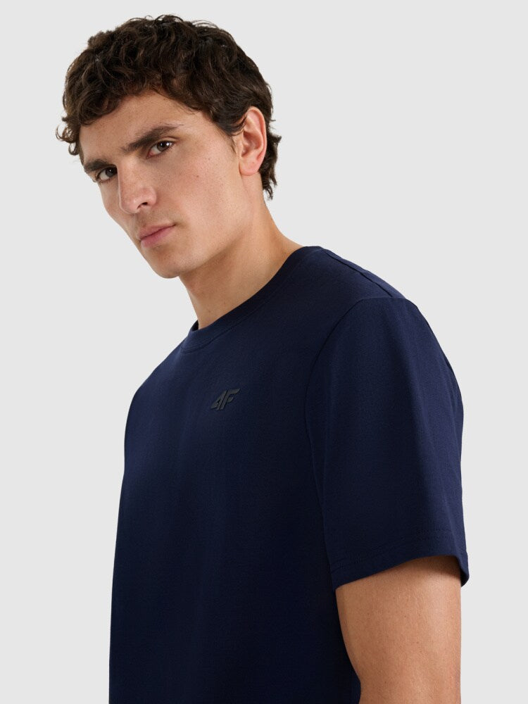T-shirt regular gładki męski - czarny