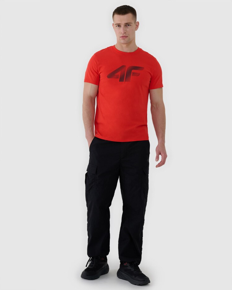 T-shirt regular z nadrukiem męski - biały