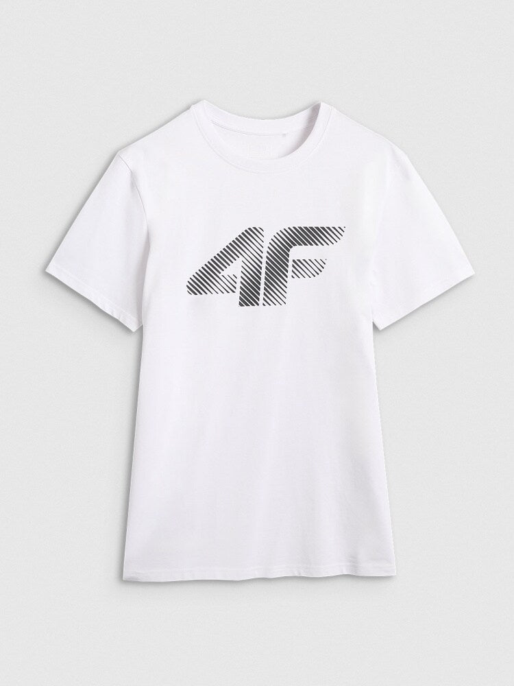 T-shirt regular z nadrukiem męski - biały