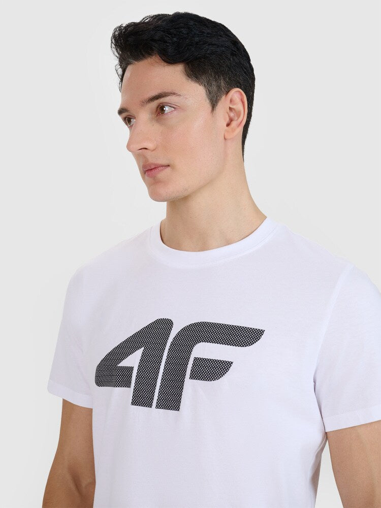 T-shirt regular z nadrukiem męski - biały