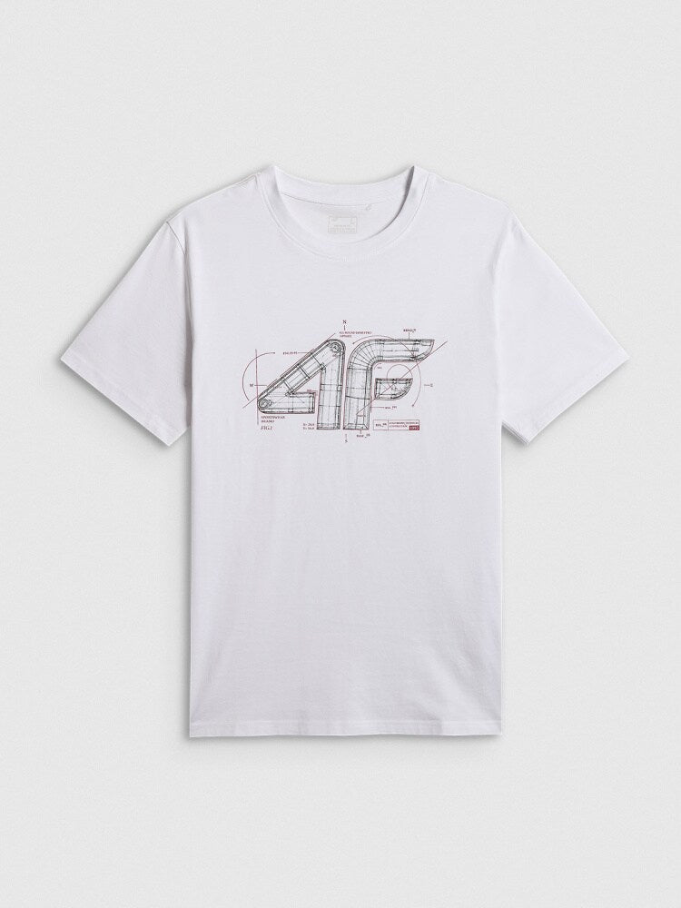 T-shirt regular z nadrukiem męski - czerwony