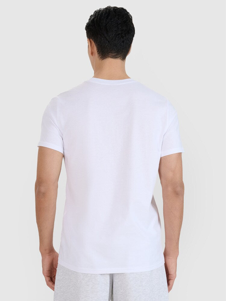 T-shirt regular z nadrukiem męski - biały