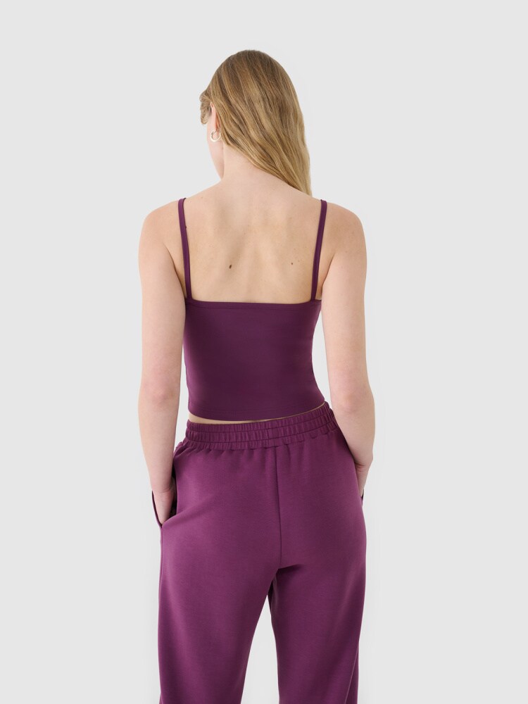 Crop-top slim damski - fioletowy