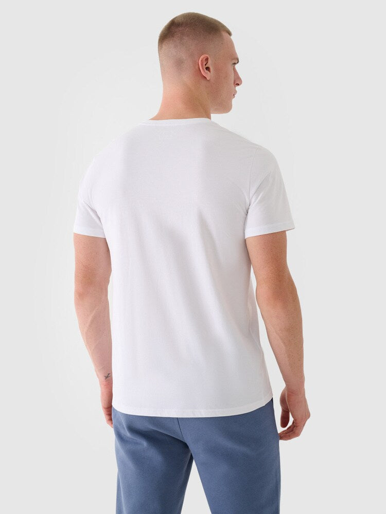 T-shirt regular gładki męski - biały