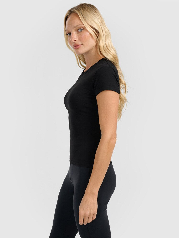 T-shirt slim gładki damski - biały