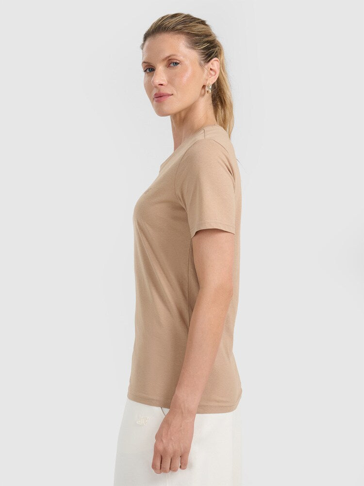 T-shirt regular gładki damski - czarny
