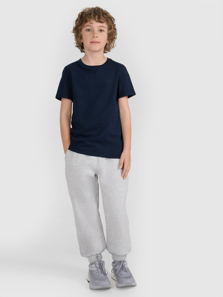 T-shirt regular gładki chłopięcy - czarny